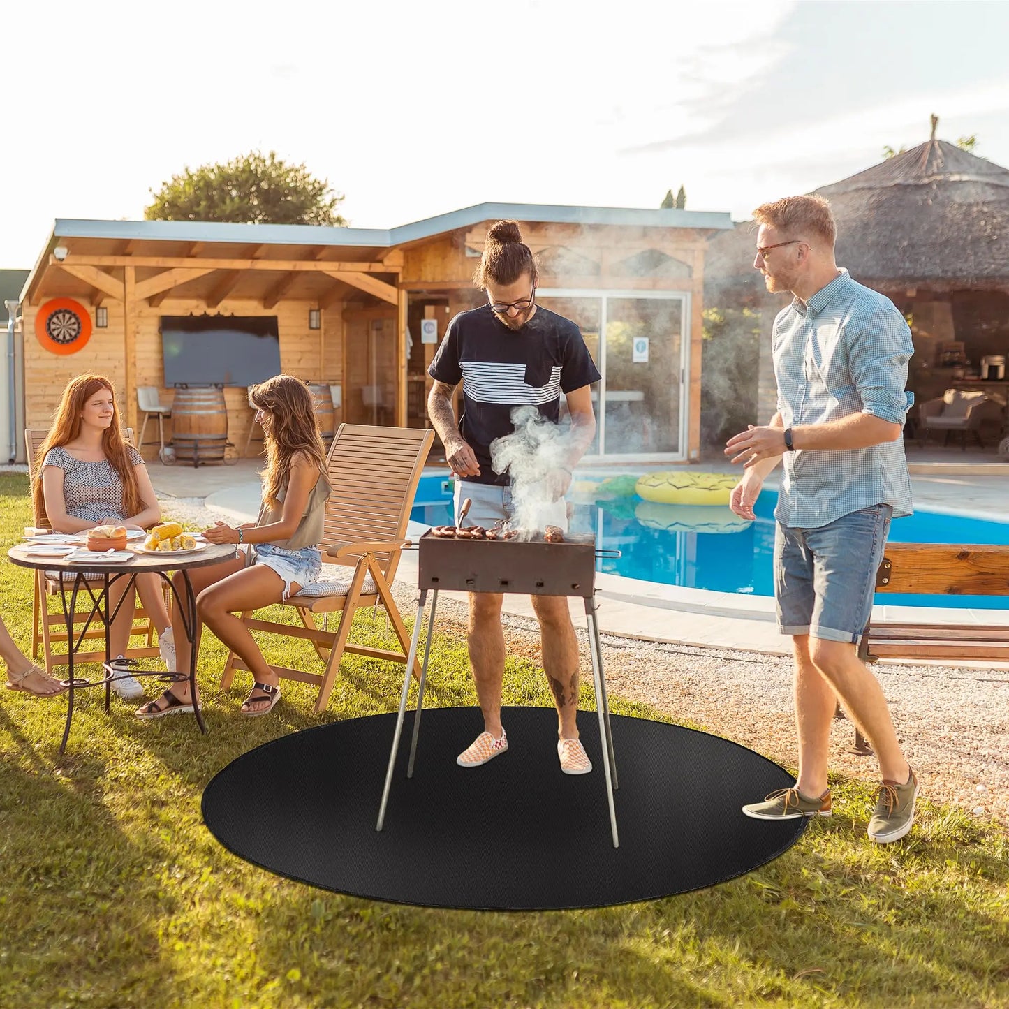 39in Fire Pit Mat for Ranger 3-Layer Fireproof Round Under Grill Mat