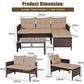 Rattan Garden Furniture Set, Outdoor L-Shaped Corner Sofa Set with Chaise Lounge,   All-Weather Wicker Sectional Table Chairs