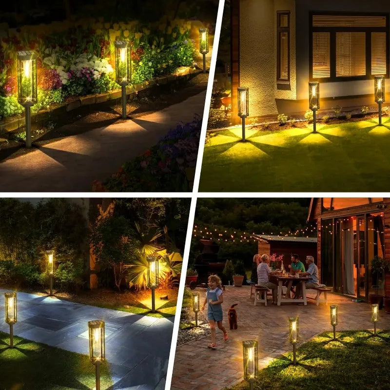 Solar LED Walkway Lights Outdoor Waterproof Durable Tungsten Warm Light Garden Patio Driveway Sidewalk Splice Decorative Lights