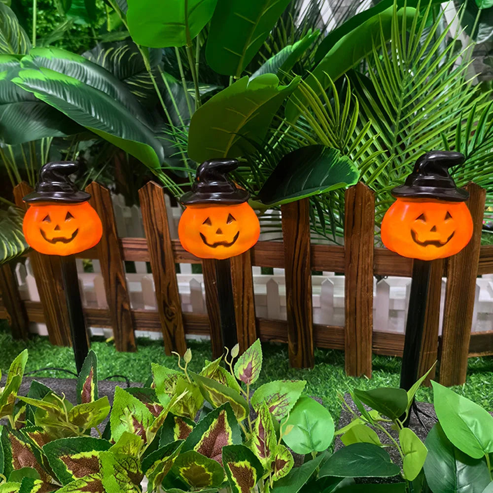 2024 Solar Lights Outdoor Waterproof Holiday Garden Pumpkin Lamp LED Lights Halloween Decorations Lawn Ground Plug Light 665