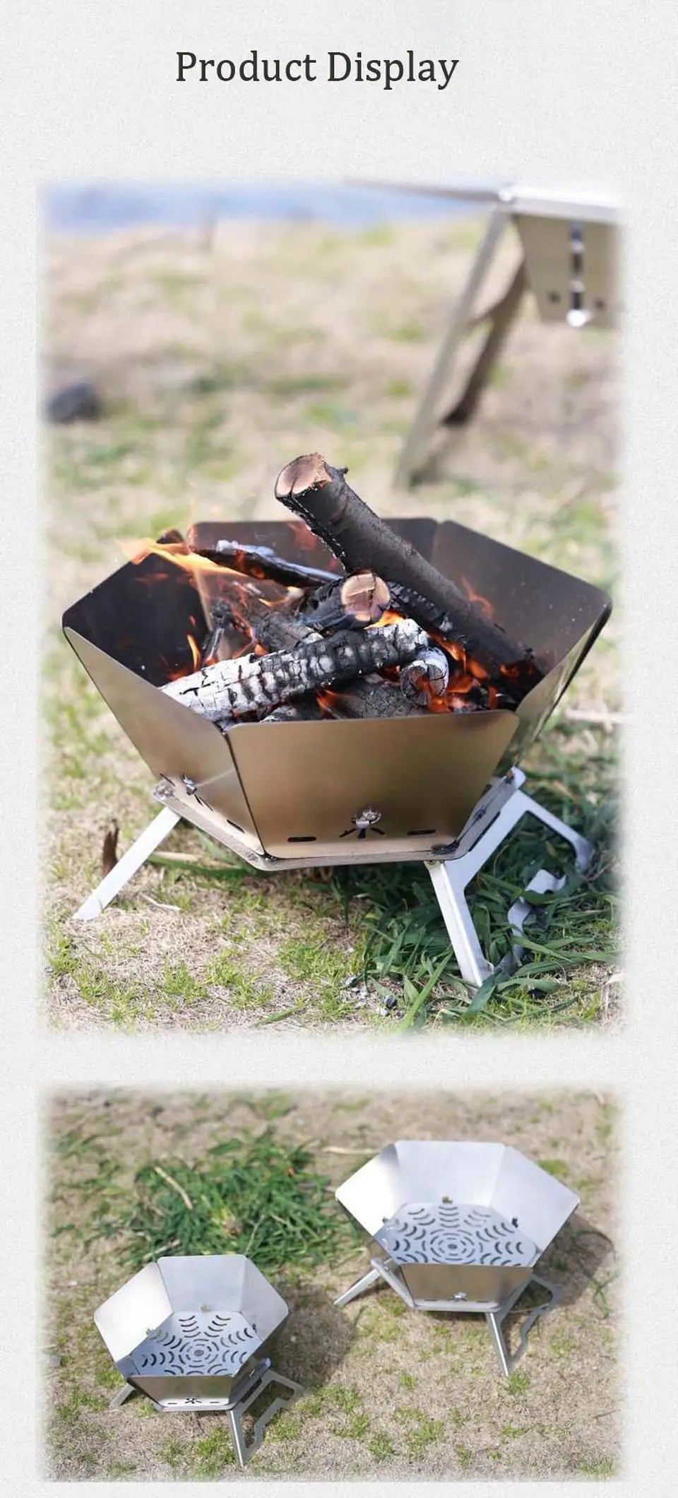 SmiloDon Camping Brazier Folding Bonfire Stove Portable Firewood Burner Campfire Furnace Outdoor Fire Wood Stove Burner Heater