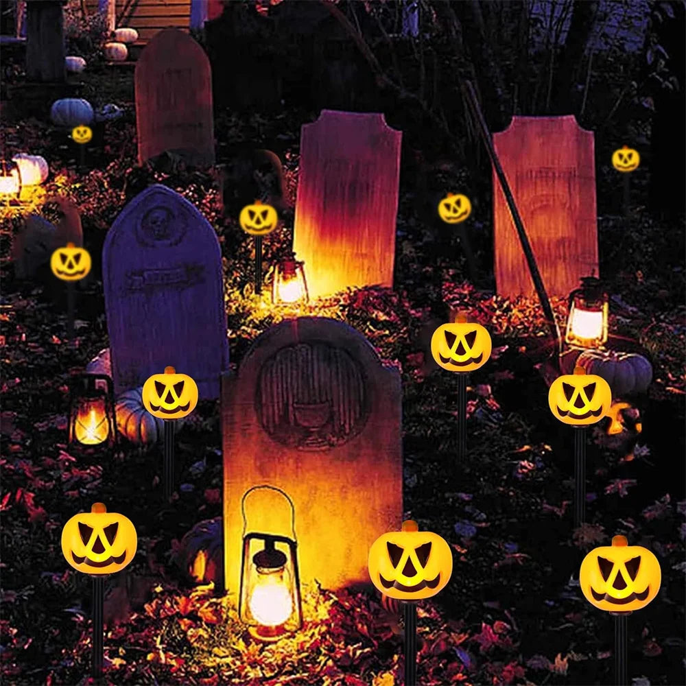 2024 Solar Lights Outdoor Waterproof Holiday Garden Pumpkin Lamp LED Lights Halloween Decorations Lawn Ground Plug Light 665