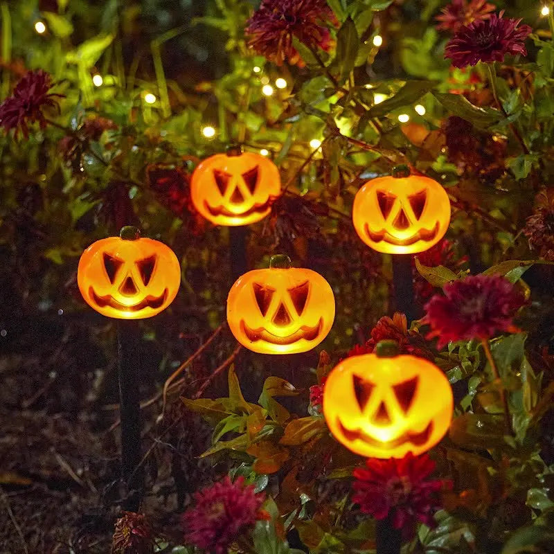 2024 Solar Lights Outdoor Waterproof Holiday Garden Pumpkin Lamp LED Lights Halloween Decorations Lawn Ground Plug Light 665