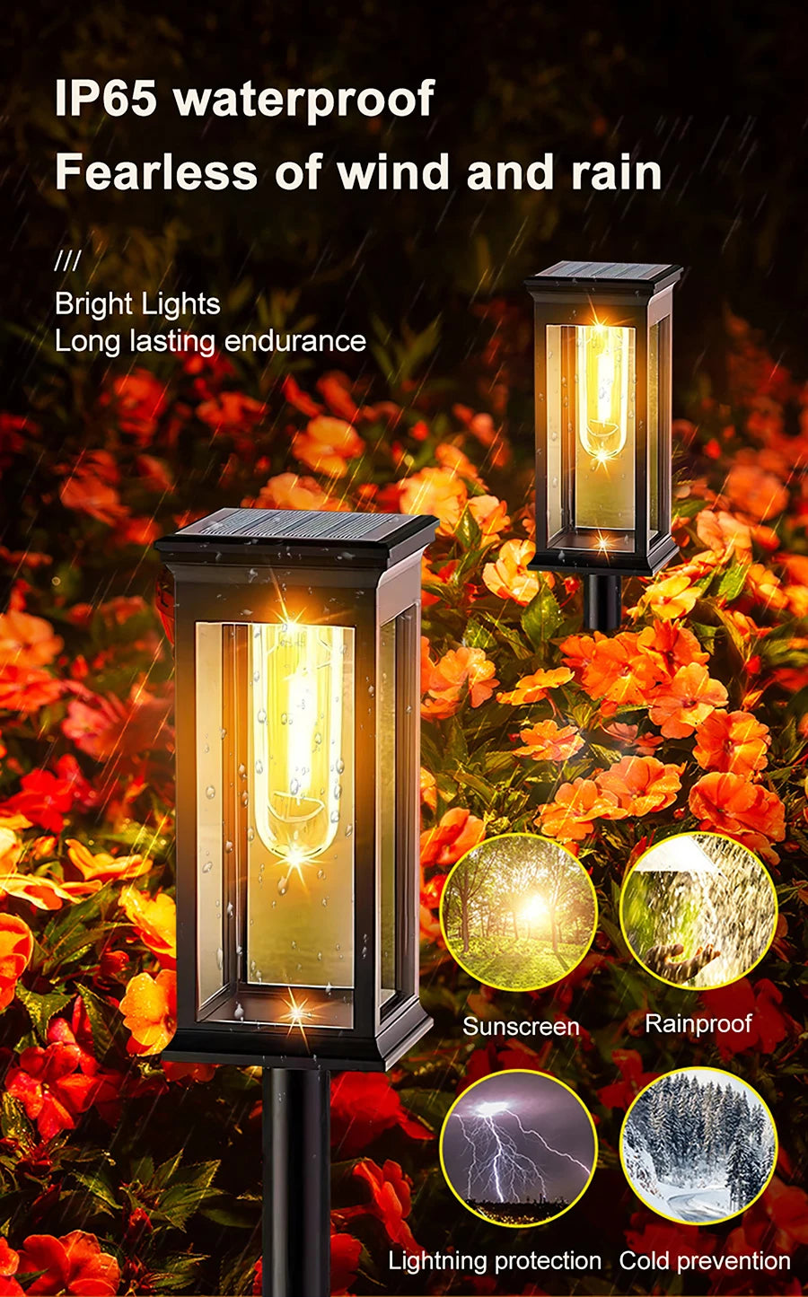 2pc Solar Garden Light Outdoor Courtyard Lamp Ip65 Waterproof RGB Warm Light for Garden Yard Lawn Backyard Landscape Porch Decor