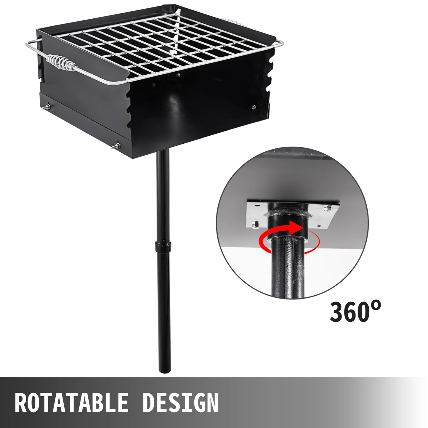 VEVOR Charcoal BBQ Grills Single Post Carbon Meat Grill w/ Cooking Grate 360º Adjustable rotary oven Camping Outdoor Barbecue