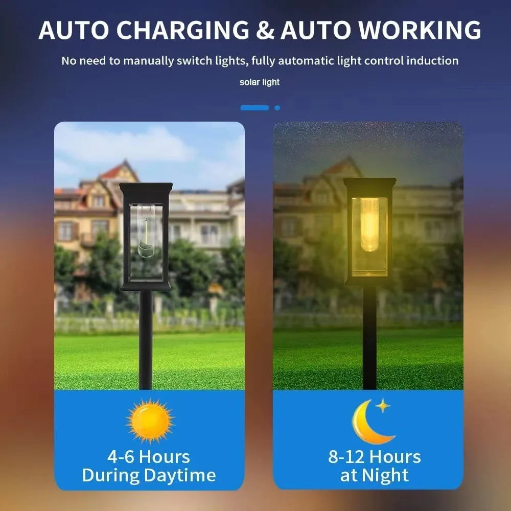 Solar LED Walkway Lights Outdoor Waterproof Durable Tungsten Warm Light Garden Patio Driveway Sidewalk Splice Decorative Lights