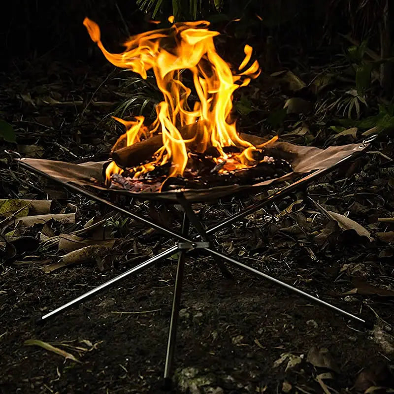 Lighten up Fire Pit Burning Rack Camping Stainless Steel Mesh Fireplace Foldable Stove BBQ Grill Patio With Replace Grilled Net