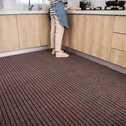 Striped Polyester PVC Doormat, Water-Resistant, Non-Slip, Stain-Resistant, Machine-Made, Outdoor Entrance Mat Easy Clean Durable