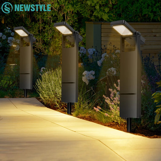 Solar Pathway Lights Outdoor Adjustable Head Solar Path Lights 4Modes 2200 MAh