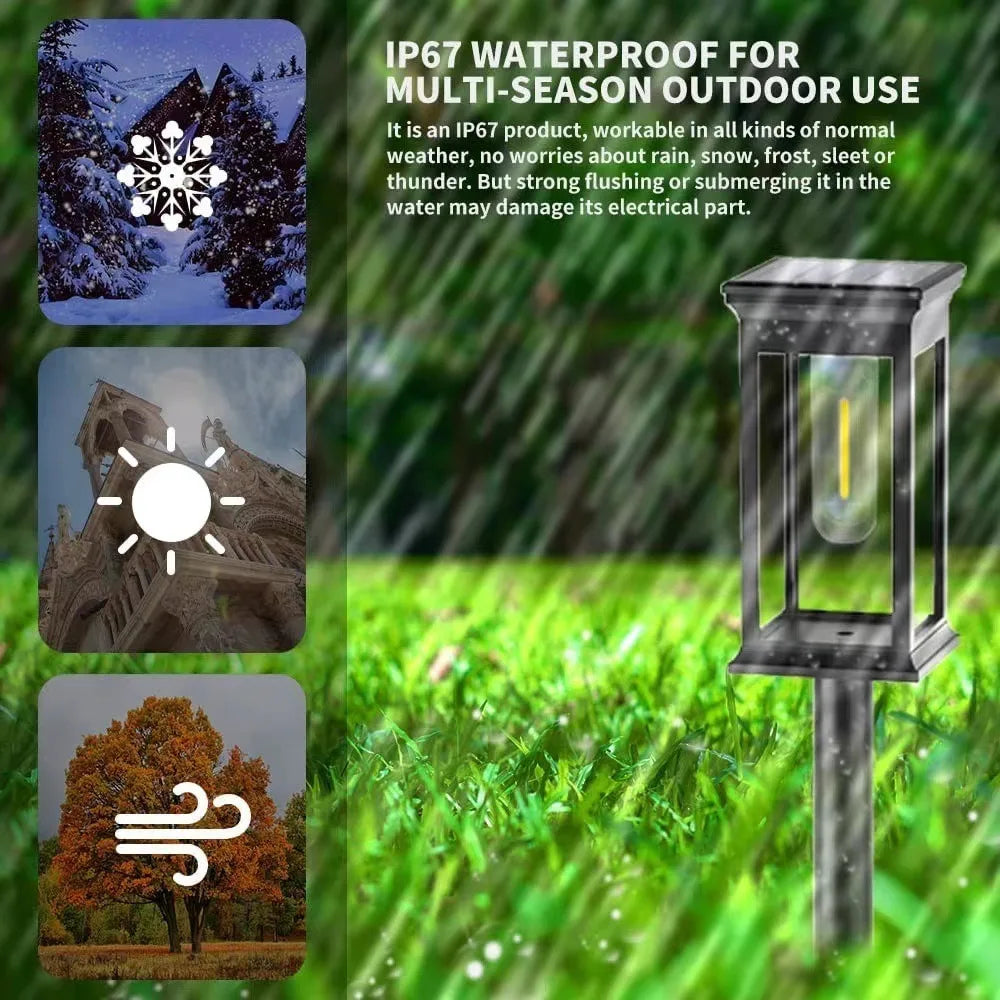 Solar LED Walkway Lights Outdoor Waterproof Durable Tungsten Warm Light Garden Patio Driveway Sidewalk Splice Decorative Lights