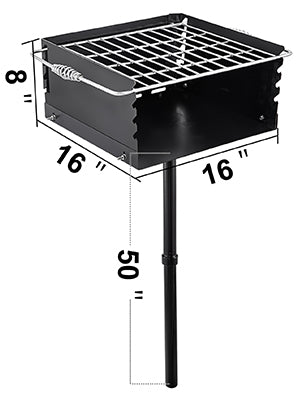 VEVOR Charcoal BBQ Grills Single Post Carbon Meat Grill w/ Cooking Grate 360º Adjustable rotary oven Camping Outdoor Barbecue