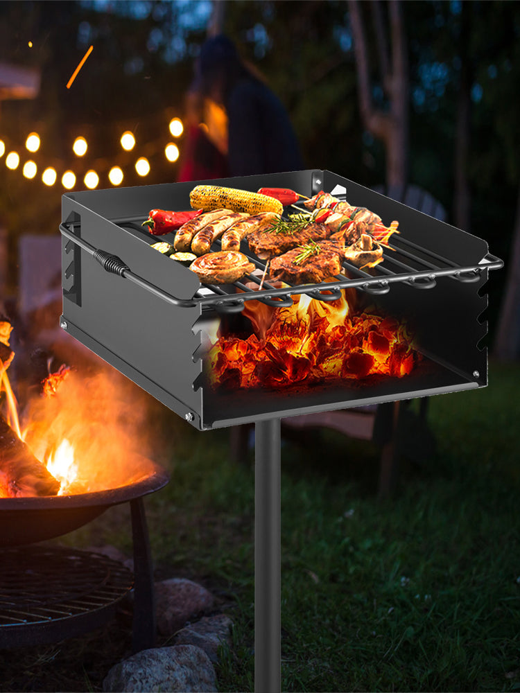 VEVOR Charcoal BBQ Grills Single Post Carbon Meat Grill w/ Cooking Grate 360º Adjustable rotary oven Camping Outdoor Barbecue